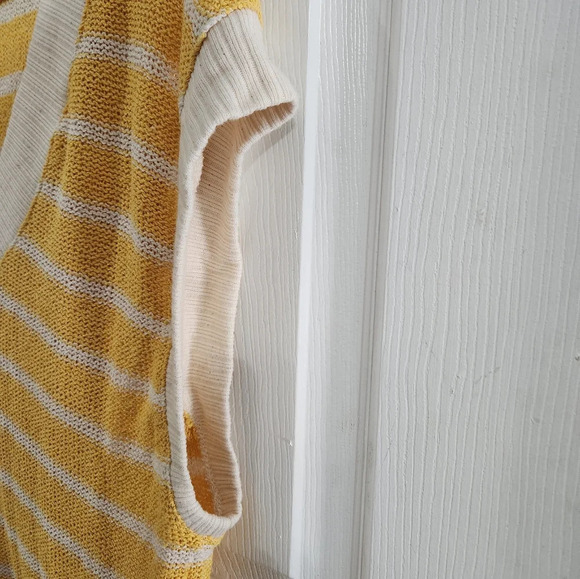 NWT Zara yellow and white striped open knit preppy vest lagenlook oversized SM - Picture 7 of 9